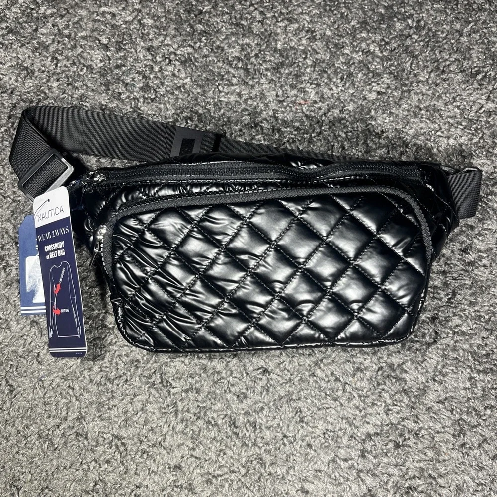 Nautica Bum Bag Quilted Black Crossbody Or A Belt Bag New‎